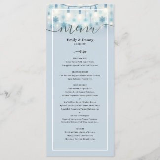 Pastel Blue Elegant Botanical Wedding Menu