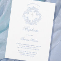 pastel blue elegant crest baby boy Baptism