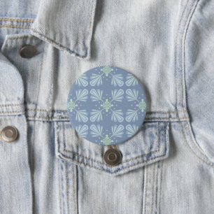 Pastel blue floral abstract repeat  3 inch round button