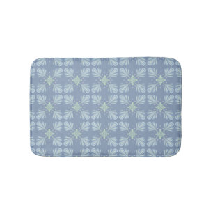 Pastel blue floral abstract repeat bath mat
