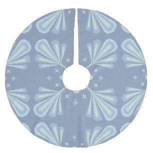 Pastel blue floral abstract repeat  brushed polyester tree skirt