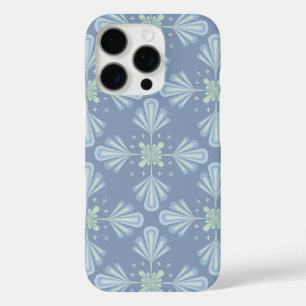 Pastel blue floral abstract repeat iPhone 16 pro case