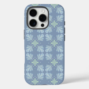 Pastel blue floral abstract repeat iPhone 16 pro case