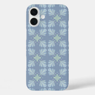 Pastel blue floral abstract repeat iPhone 16 plus case