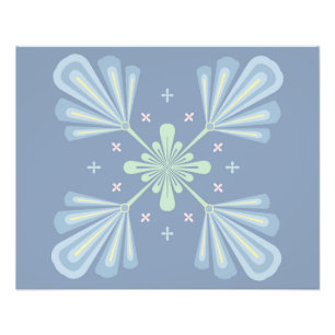 Pastel blue floral abstract repeat photo print