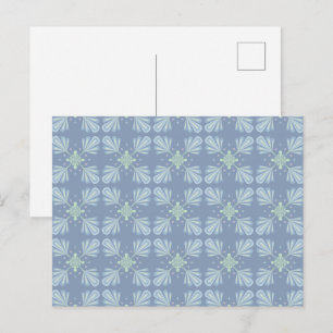 Pastel blue floral abstract repeat  postcard