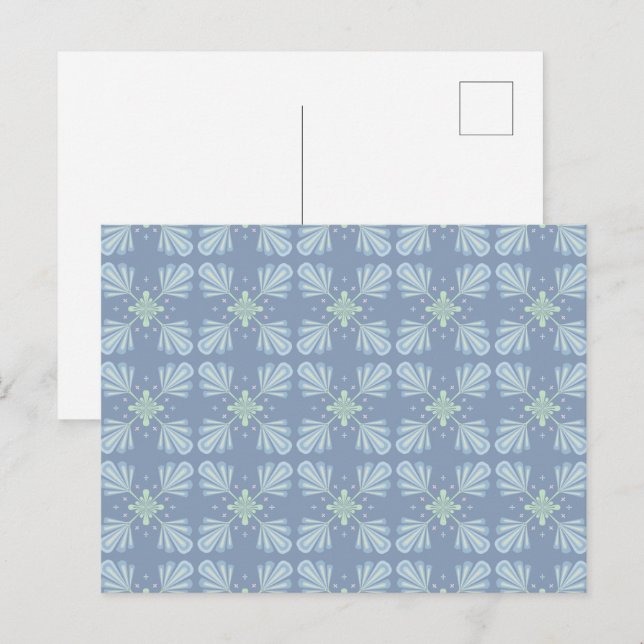 Pastel blue floral abstract repeat  postcard (Front/Back)