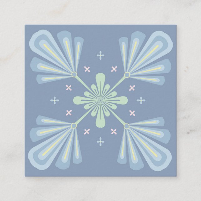 Pastel blue floral abstract repeat  referral card (Front)
