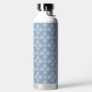 Pastel blue floral abstract repeat water bottle