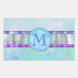 Pastel Blue Floral Monogram Sticker