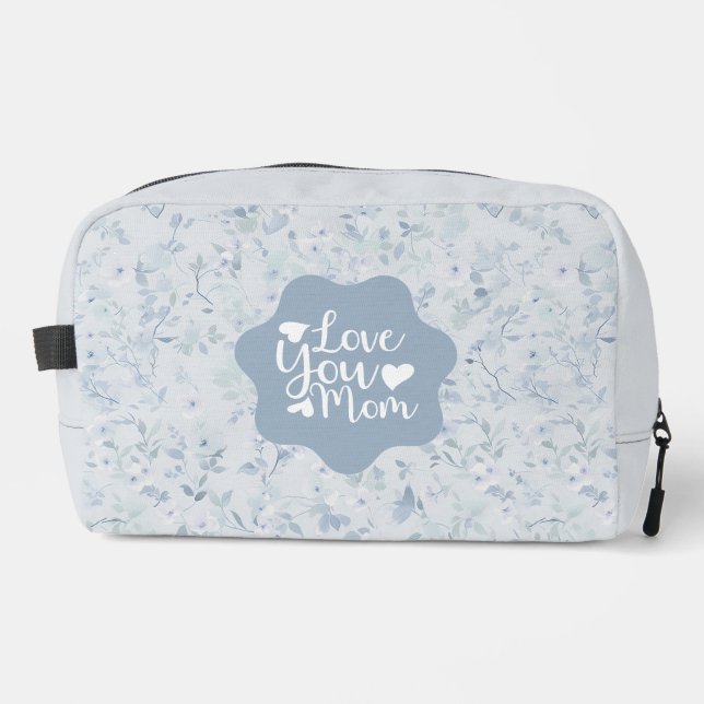 Pastel Blue Floral Pattern Dopp Kit (Front)