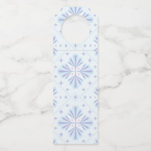 Pastel Blue Geometric Floral Pattern Bottle Tag