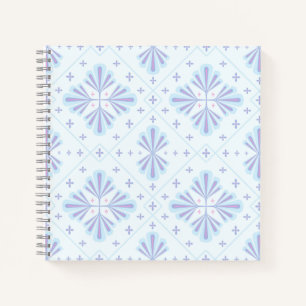 Pastel Blue Geometric Floral Pattern Notebook