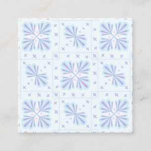 Pastel Blue Geometric Floral Repeat Pattern  Discount Card