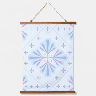 Pastel Blue Geometric Floral Repeat Pattern  Hanging Tapestry