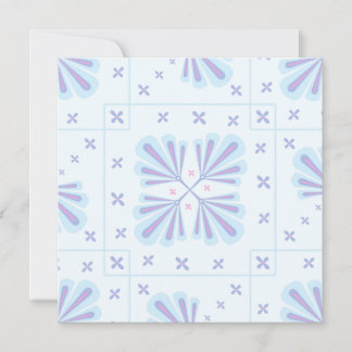 Pastel Blue Geometric Floral Repeat Pattern  Holiday Card