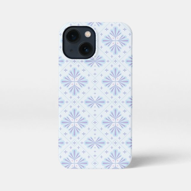 Pastel Blue Geometric Floral Repeat Pattern  iPhone Case (Back)