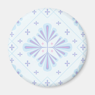 Pastel Blue Geometric Floral Repeat Pattern  Magnet