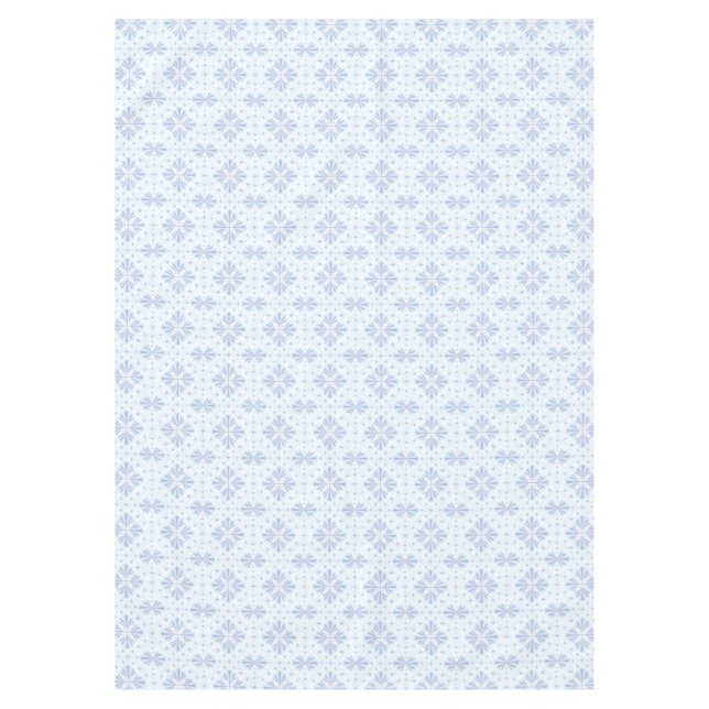 Pastel Blue Geometric Floral Repeat Pattern  Tablecloth (Front)