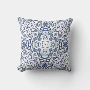 Pastel Blue Geometric Shapes Patten Throw Pillow