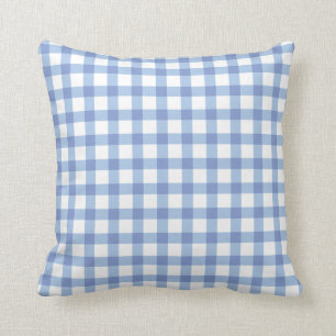 Pastel Blue Gingham Check Pattern Throw Pillow