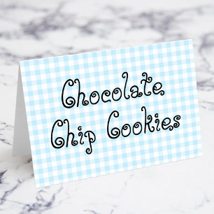 Pastel Blue Gingham Food Cards