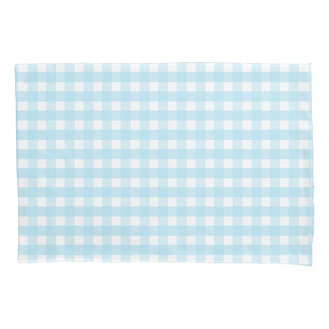 Pastel Blue Gingham Pattern Pillowcase (Front)