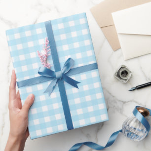 Pastel Blue Gingham Pattern  Wrapping Paper
