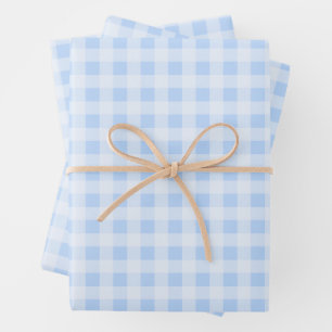 Pastel Blue Gingham Wrapping Paper Sheet