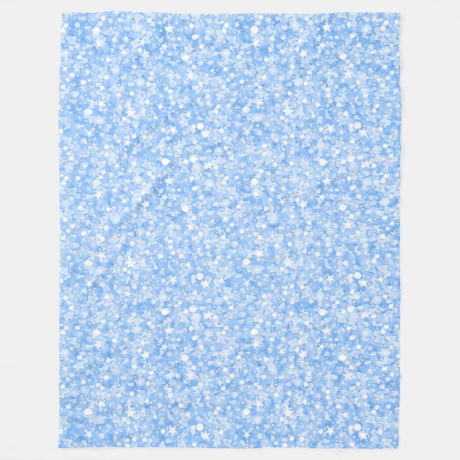 Pastel Blue Glitter And Sparkles Fleece Blanket (Front)