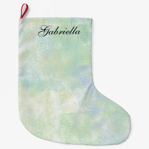 Pastel Blue Green Abstract Personalized Large Christmas Stocking