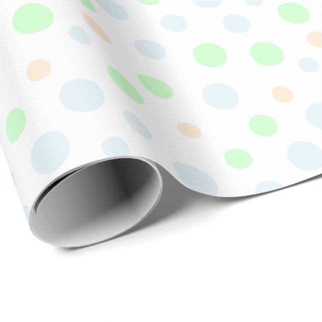 Pastel Blue, Green and Orange Dots Wrapping Paper (Roll Corner)