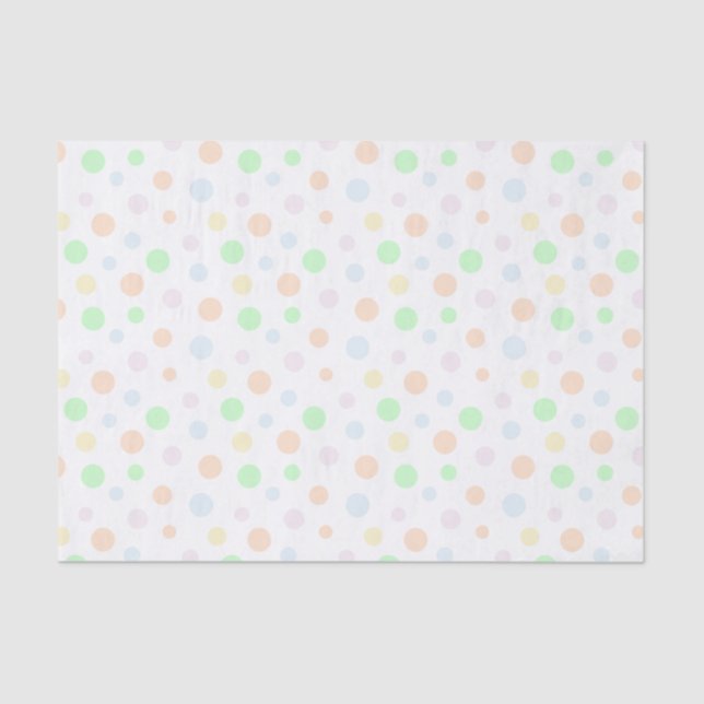 Pastel Blue, Green, Orange, Yellow and Pink Dots Tissue Paper (Front)