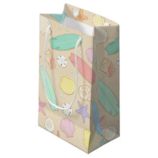 PASTEL BLUE GREEN PURPLE SUMMER SURFBOARDS SMALL GIFT BAG