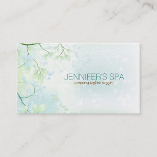 Pastel Blue Green Spring Blossom Business Card