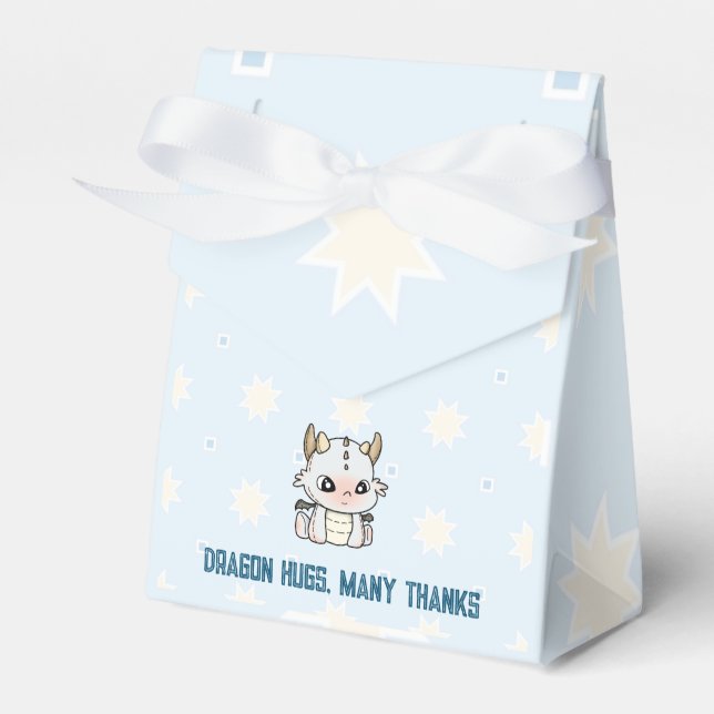 Pastel blue grey baby dragon  favor box (Front Side)