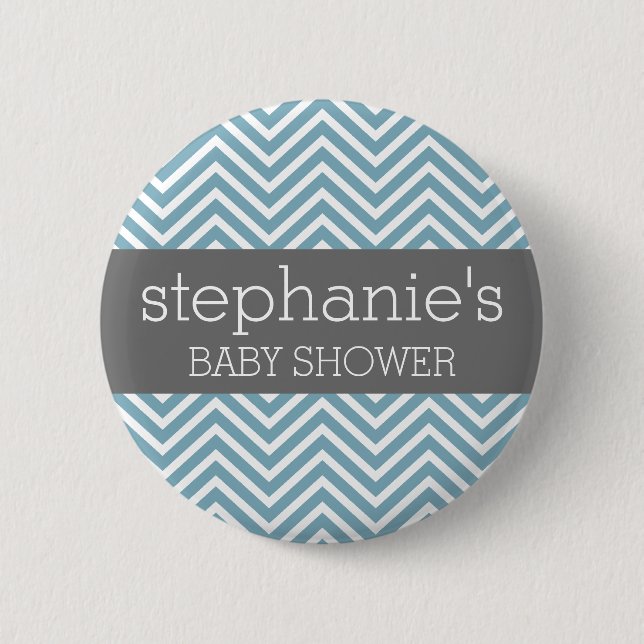 Pastel Blue & Grey Baby Shower Suite 2 Inch Round Button (Front)