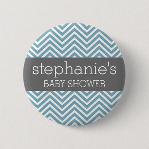 Pastel Blue & Grey Baby Shower Suite 2 Inch Round Button