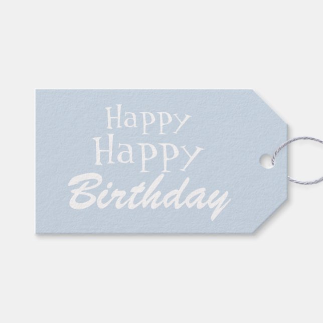 Pastel Blue Happy Birthday Gift Tag (Front (Horizontal))
