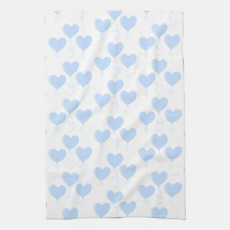 Pastel Blue Heart Balloon Pattern. Kitchen Towel