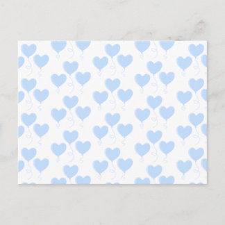 Pastel Blue Heart Balloon Pattern. Postcard