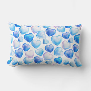 Pastel Blue Heart Lumbar Pillow