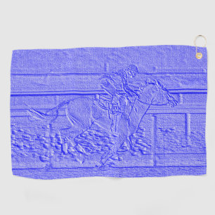 Pastel Blue Horse Racing Thoroughbred Racehorse Golf Towel