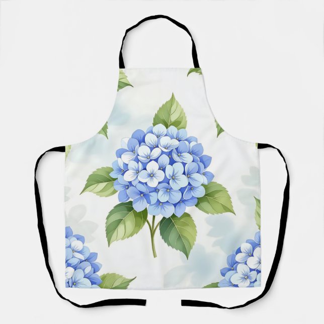 Pastel Blue Hydrangea Bouquet Pattern Apron (Front)