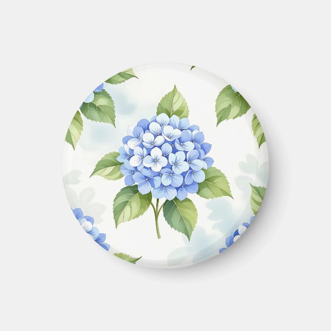 Pastel Blue Hydrangea Bouquet Pattern Magnet (Front)
