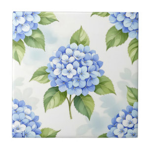 Pastel Blue Hydrangea Bouquet Pattern Tile
