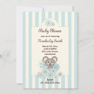 Pastel Blue Koala Bear Baby Boy Shower Invitation