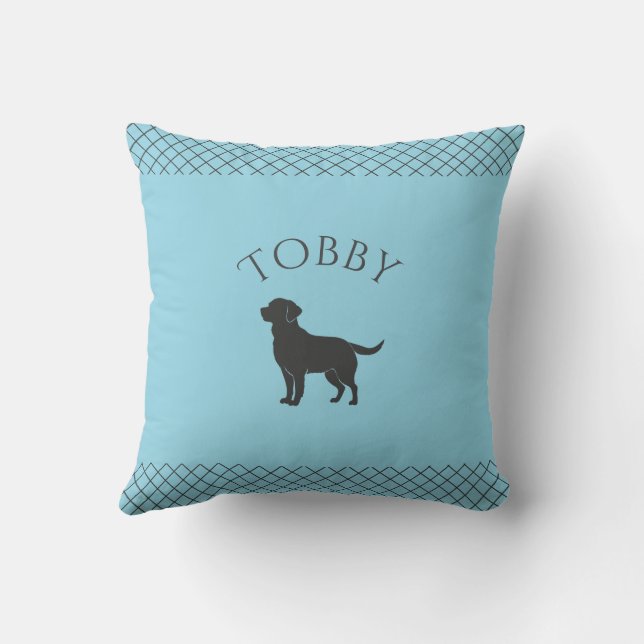 Pastel Blue Labrador Retriever Custom Matching Throw Pillow (Back)