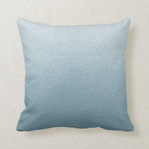 Pastel Blue Leather Throw Pillow