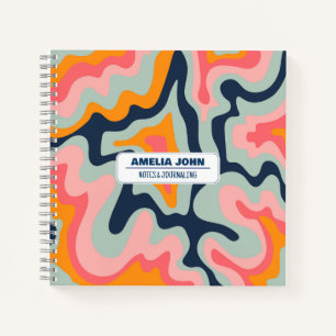 Pastel Blue Liquid Retro Colours CustomNotebook Notebook